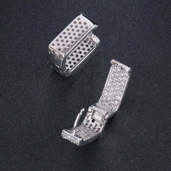 Rectangular Zircon Hoops Gold Tone with Lots of Bling #1418 - Picture 13 of 13